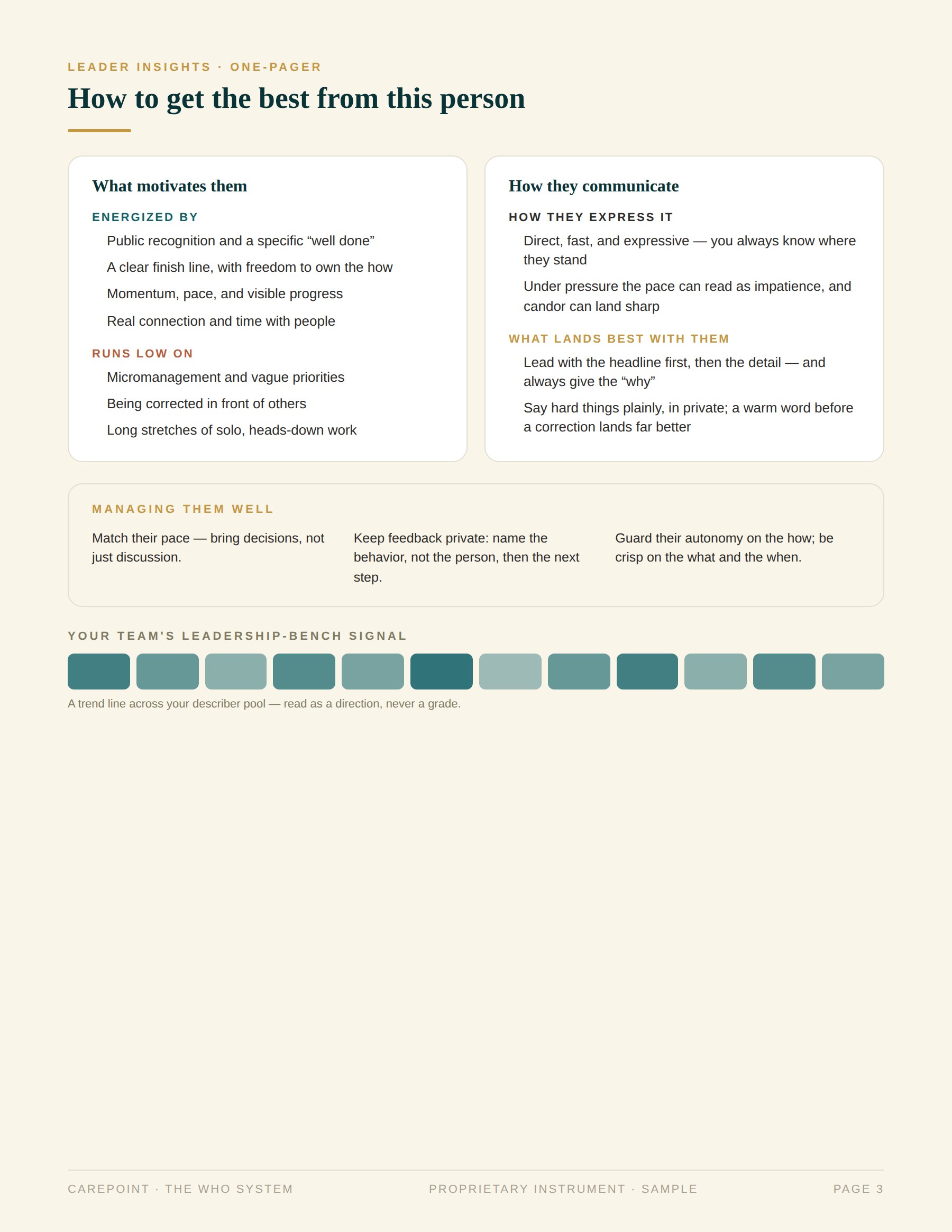 WHO System report — leader insights one-pager